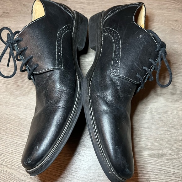 Sandro Moscoloni - Leather Derby Oxfords Black Brogue - Picture 8 of 9